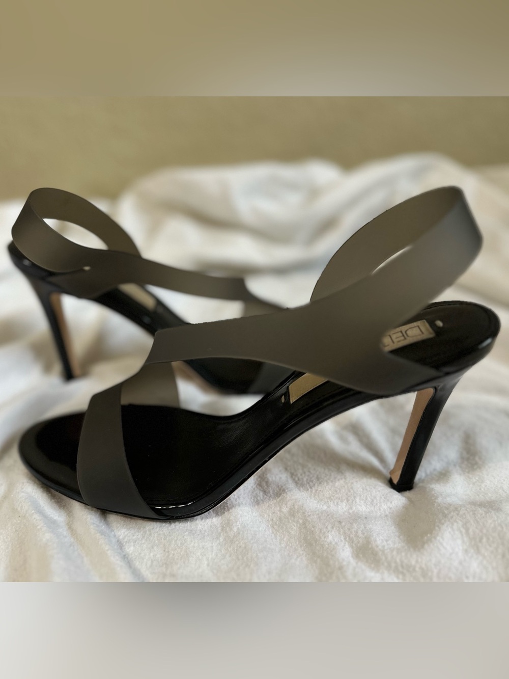 Women's Deltan Black Slingback Heeled Sandals